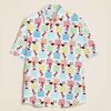 Colorful Plaid Cartoon Dog Teacher Short Sleeve Shirt