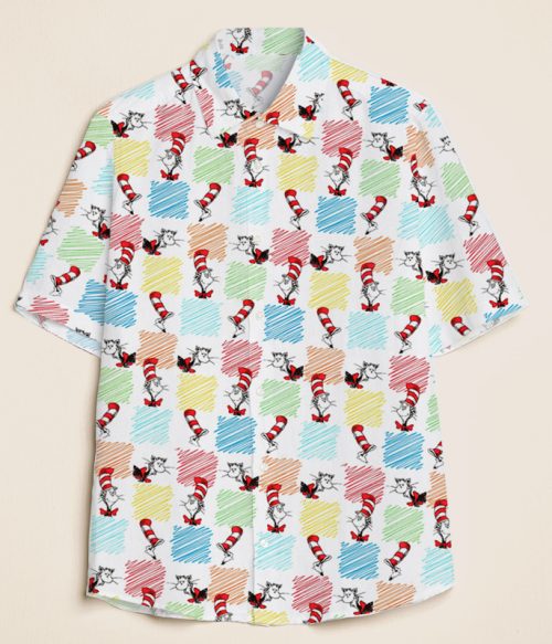 Colorful Plaid Cartoon Dog Teacher Short Sleeve Shirt
