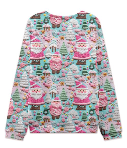 Pink Christmas Teacher Cable Knit Sweatshirt