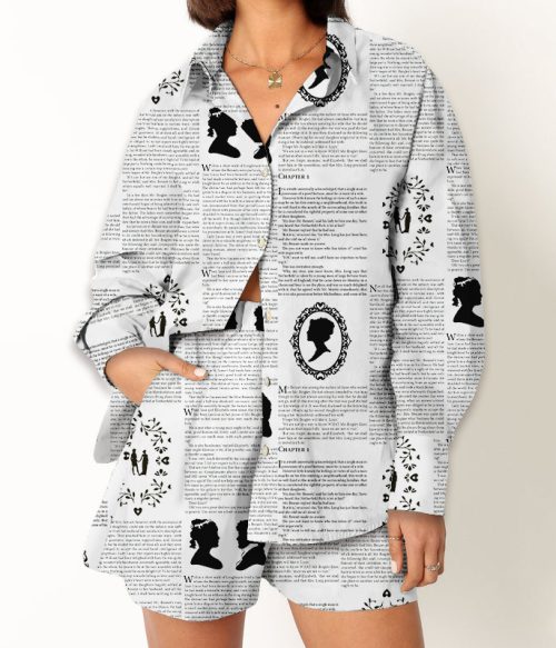 Pride And Prejudice Book Teacher Long Sleeve Shirt And Shorts Set
