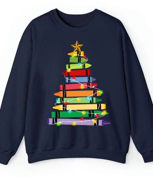 Crayons Tree Colored Ligths Teacher Sweatshirt