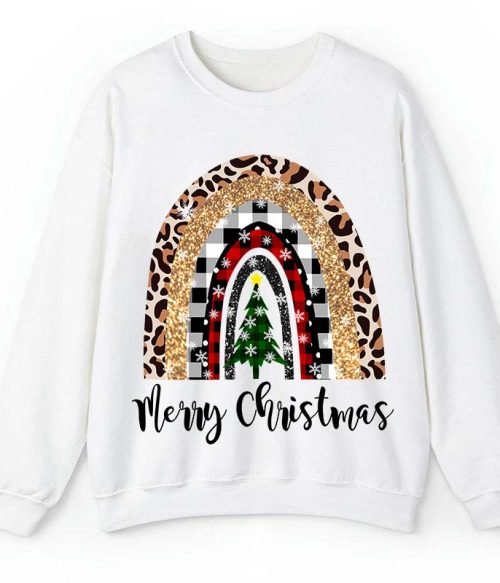 Merry Christmas A Christmas Tree In The Snow Teacher Sweatshirt