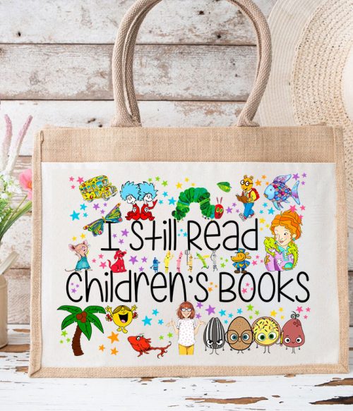 Let's Read Books Together Teacher Jute Lunch Bag
