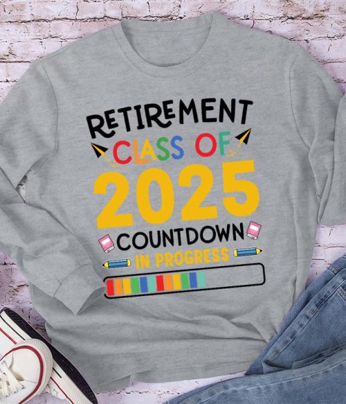 Personalized Countdown On Progress Retirement Teacher Long Sleeve T-Shirt