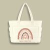 Personalized Pink Rainbow Teacher Puffy Tote Bag