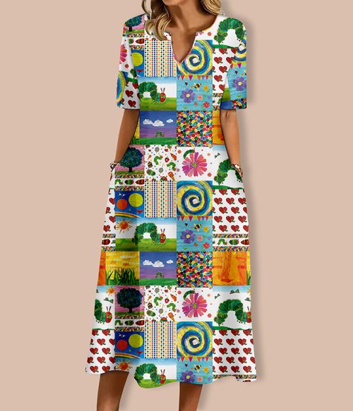 The Very Hungry Caterpillar Teacher V-Neck Long Dress