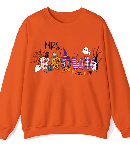 Personalized Name Happy Halloween Teacher Sweatshirt