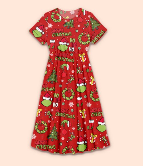 Ho Ho Ho Stole Christmas Teacher Printed One Piece Dress