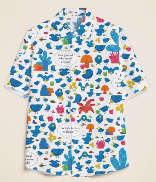 Blue Birds We Love To Sing Teacher Short Sleeve Shirt