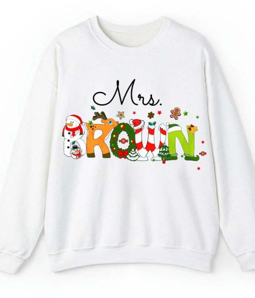 Personalized Christmas Style Teacher Sweatshirt