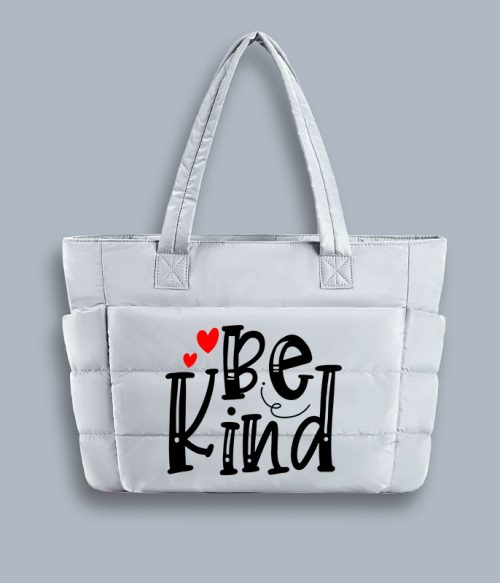 Be Kind Red Heart Teacher Puffy Tote Bag