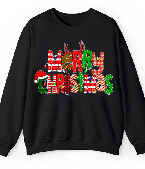 Merry Christmas With Rich Pattern Teacher Sweatshirt