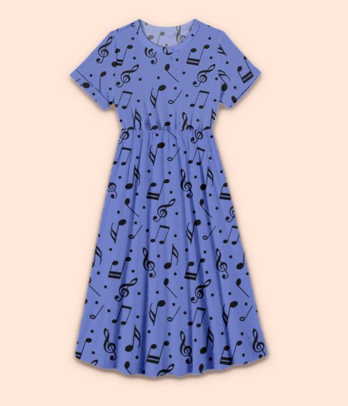 Listen To The Melody Of Music Teacher Printed One Piece Dress