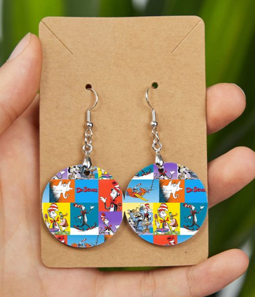 Colorful Cartoon Characters Teacher Wooden Earrings