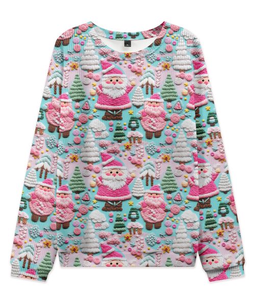 Pink Christmas Teacher Cable Knit Sweatshirt