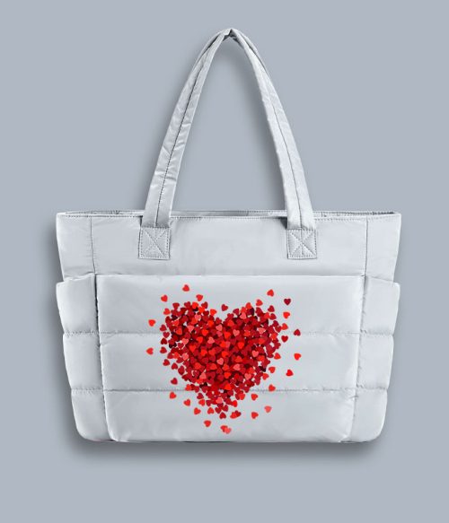 Let Love Fill Your Heart Teacher Puffy Tote Bag