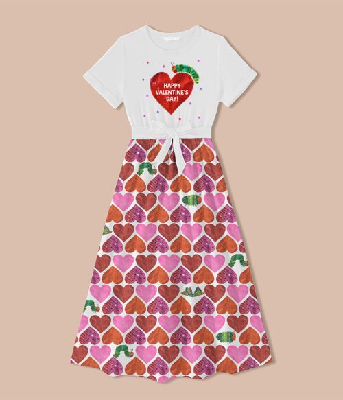Happy Valentine's Day Caterpillar Teacher One Piece Dress