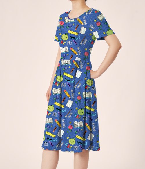 Hi Be Kind Be Warm Learn Teacher Printed One Piece Dress