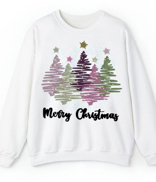Merry Christmas Colorful Trees Teacher Sweatshirt