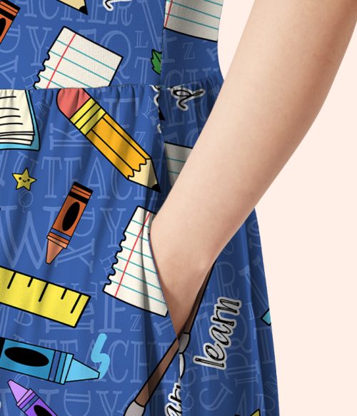 Hi Be Kind Be Warm Learn Teacher Printed One Piece Dress