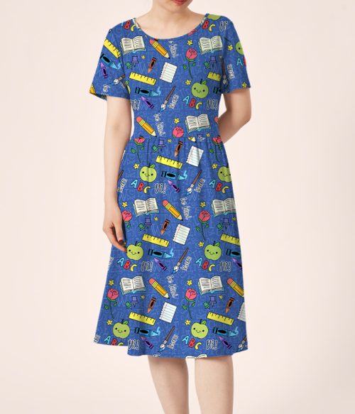 Hi Be Kind Be Warm Learn Teacher Printed One Piece Dress
