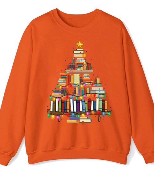 Book Christmas Tree Teacher Sweatshirt