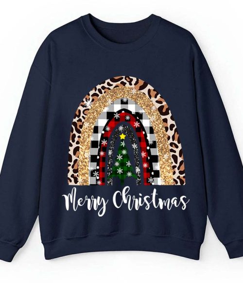Merry Christmas A Christmas Tree In The Snow Teacher Sweatshirt