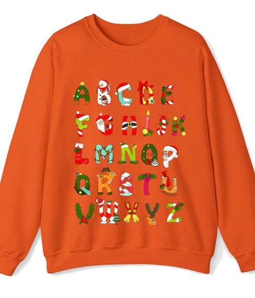 Christmas Alphabet All The Cute Things In Christmas Teacher Sweatshirt