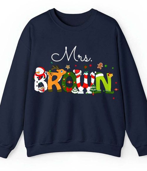 Personalized Christmas Style Teacher Sweatshirt