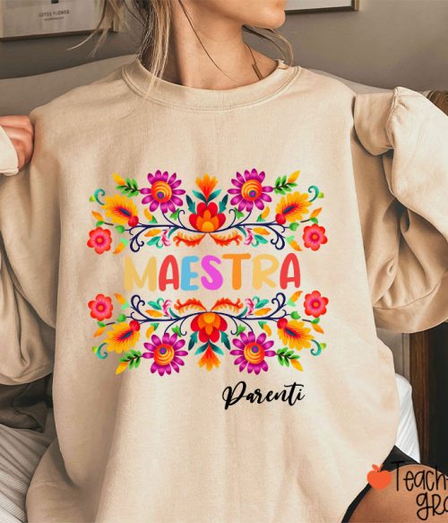 Personalized Name Maestra Teacher Sweatshirt