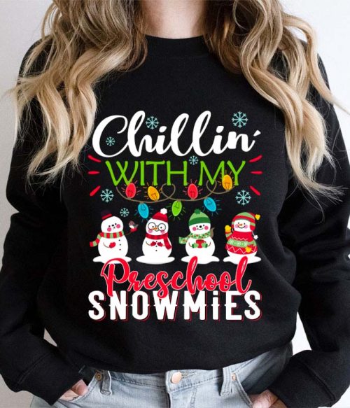 Personalized Chillin With My Snowmies Teacher Sweatshirt