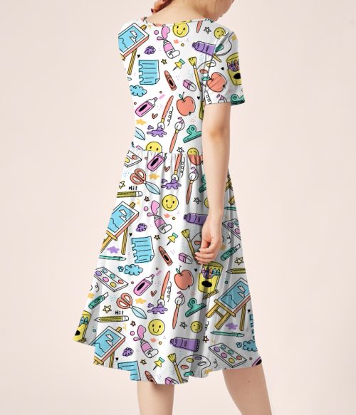 Freely Draw The Picture In Your Mind Teacher Printed One Piece Dress