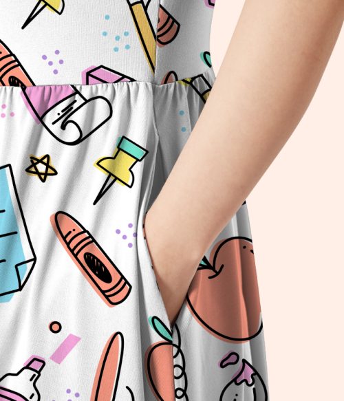 Freely Draw The Picture In Your Mind Teacher Printed One Piece Dress