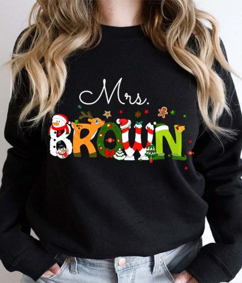 Personalized Christmas Style Teacher Sweatshirt