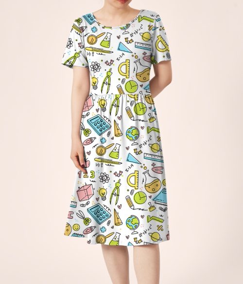 My Good Helper In Mathematics Teacher Printed One Piece Dress