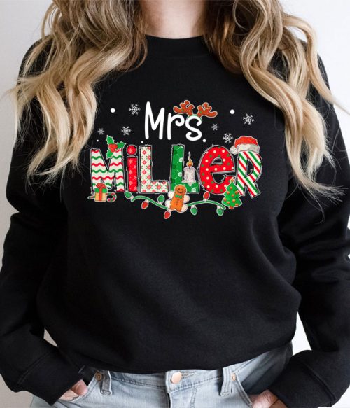Personalized Teacher Name Christmas Teacher Sweatshirt