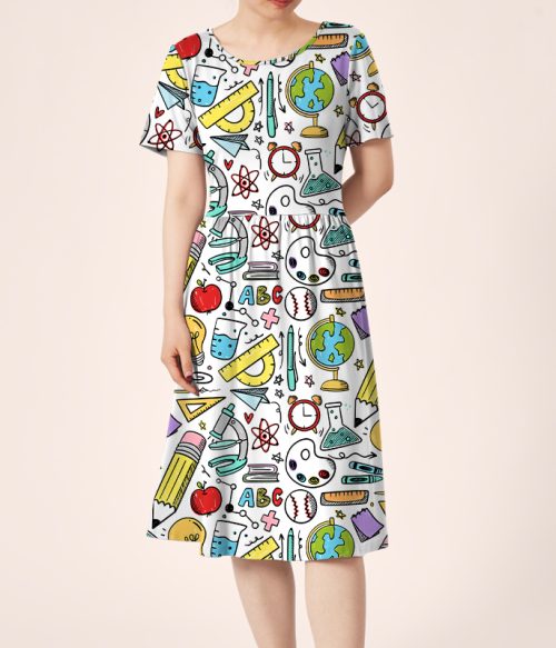 My Teaching Helper Teacher Printed One Piece Dress