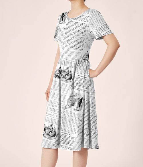 Retro Design Little Women Chapter Teacher Printed One Piece Dress