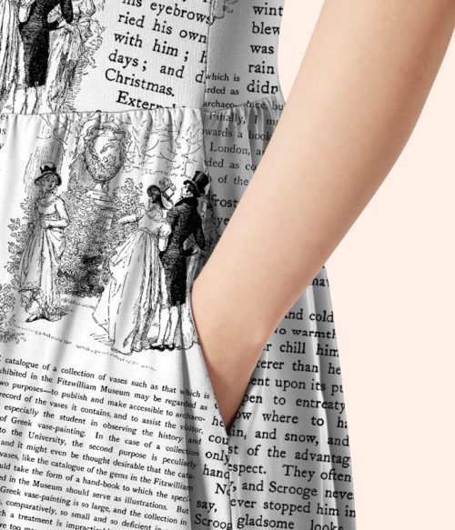 Retro Design Little Women Chapter Teacher Printed One Piece Dress