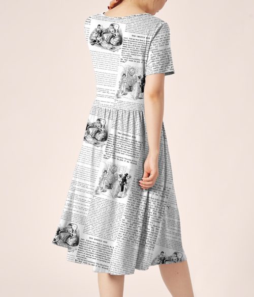 Retro Design Little Women Chapter Teacher Printed One Piece Dress