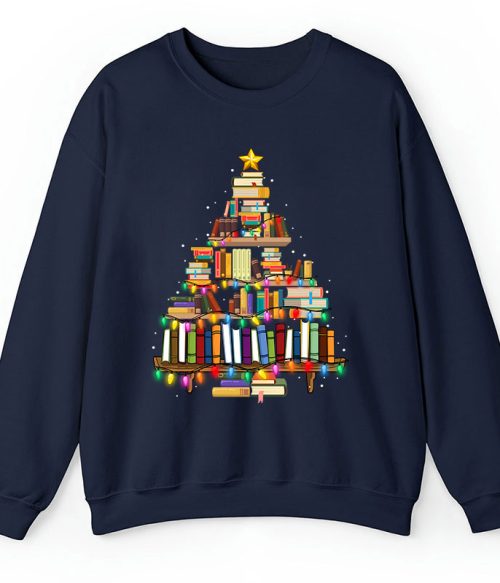Book Christmas Tree Teacher Sweatshirt