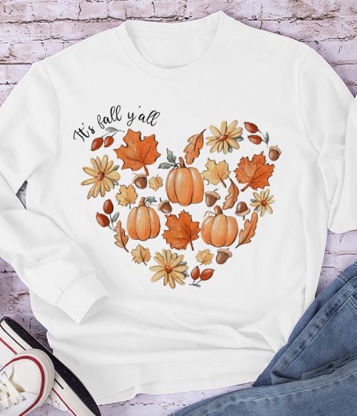 It's Fall Y'all The Heartbeat Of Fall Teacher Long Sleeve T-Shirt