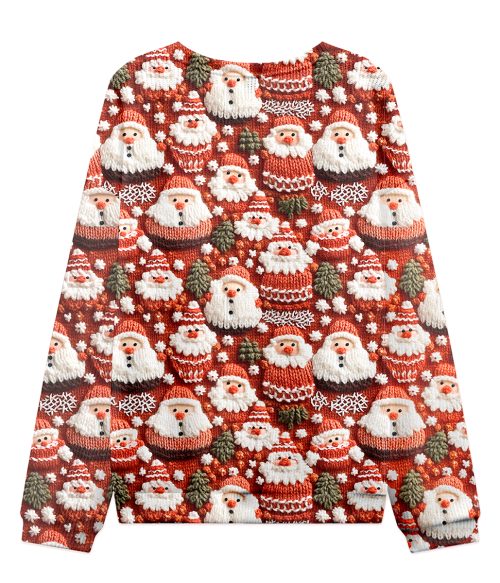 Cute Santa Red Christmas Teacher Cable Knit Sweatshirt