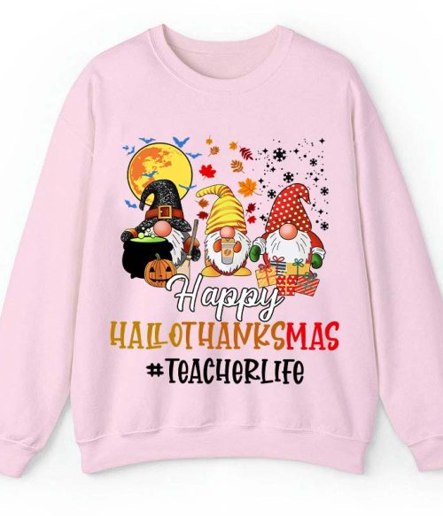 Happy Hallothanksmas Teacher's Busy Life Teacher Sweatshirt