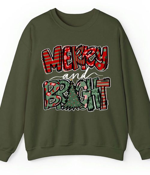 Merry And Bright Christmas Teacher Sweatshirt