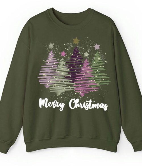Merry Christmas Colorful Trees Teacher Sweatshirt