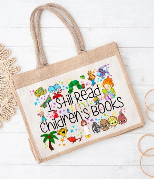 Let's Read Books Together Teacher Jute Lunch Bag