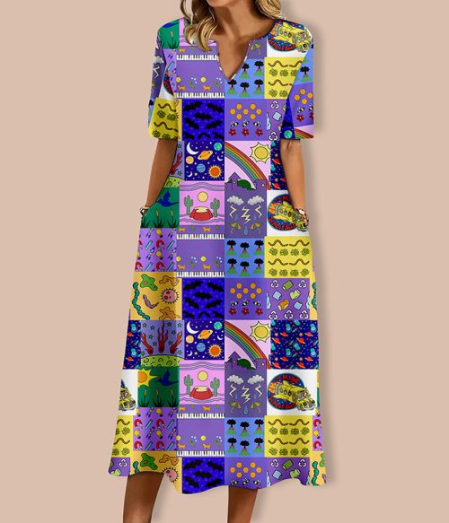 Take Chances Make Mistakes Get Messy Teacher V-Neck Long Dress