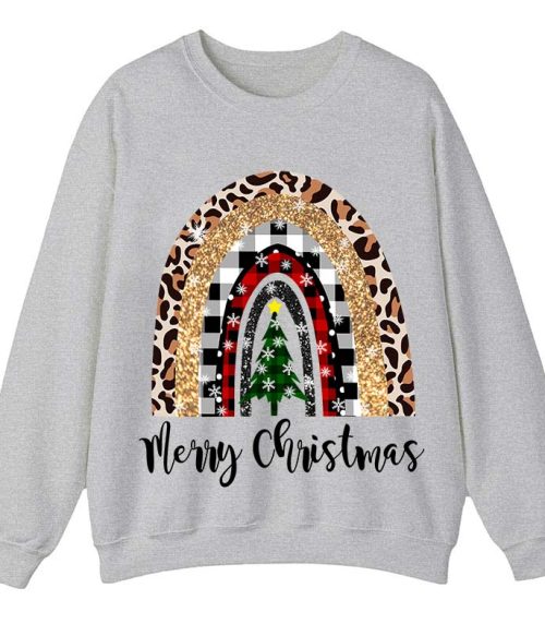 Merry Christmas A Christmas Tree In The Snow Teacher Sweatshirt