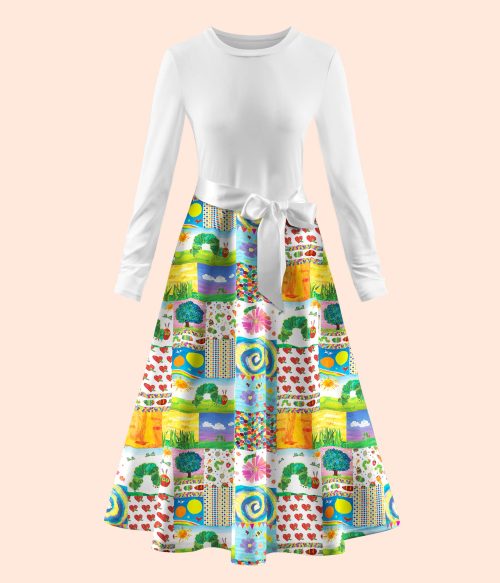 Garden Trip With Caterpillars Teacher Long Sleeve Dress